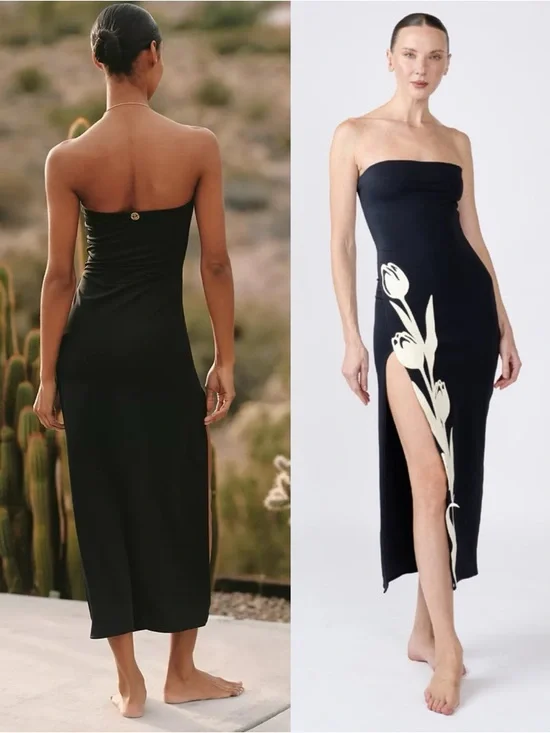 Bahía María Tulip Strapless Midi Dress Black XS - Picture 3 of 12